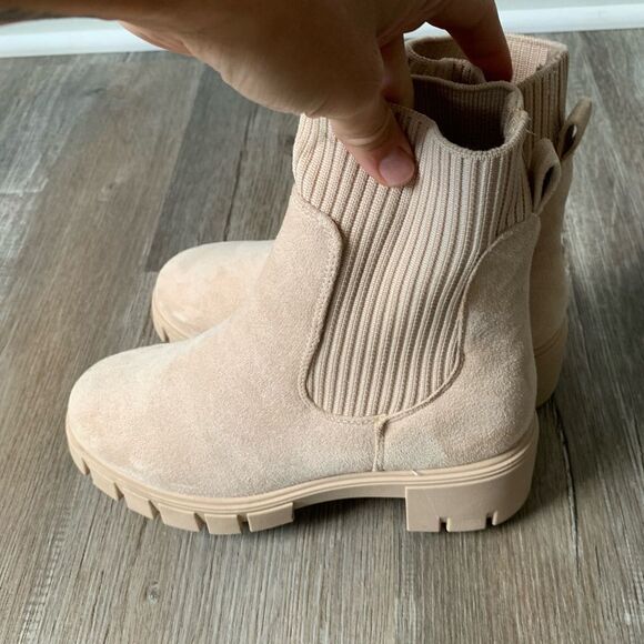 Chelsea Platform Boots Suede Tan Beige Size 7 - Picture 6 of 10